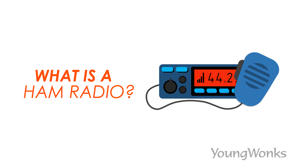 A figure that shows how a ham radio looks like and how it can be operated