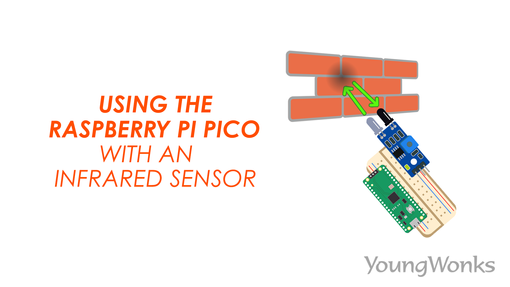 An image that shows an infrared sensor with the Raspberry Pi Pico, and explains a Python program to use an infrared sensor