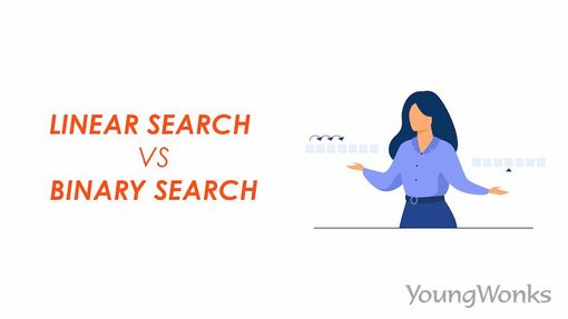 An image to describe linear search vs binary search.