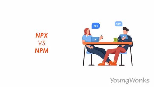 An image that shows two people discussing npx vs npm.