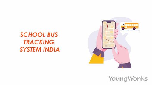 An image that explains about School Bus Tracking System in India.