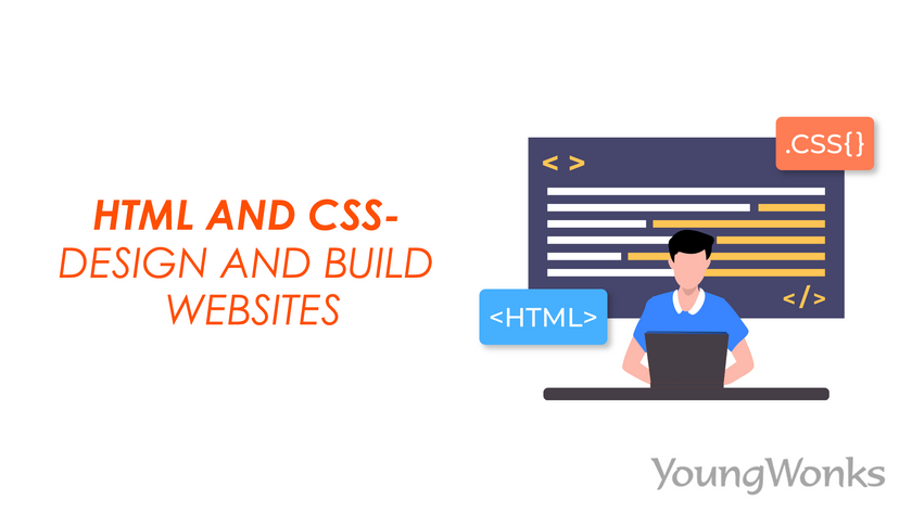 A figure that explains how to build web pages using HTML and CSS