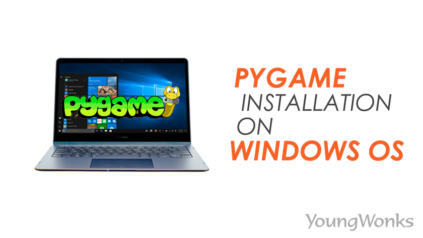 A windows computer running a game after installing the pygame module of Python
