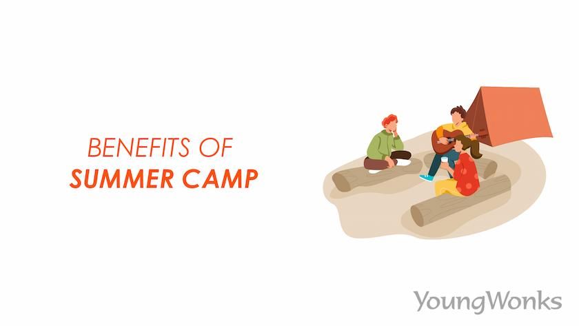 An image that explains the benefits of summer camp.