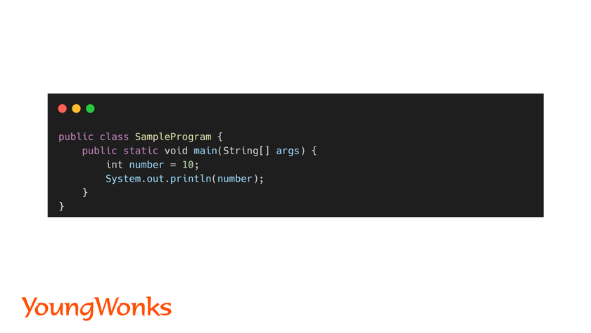 Sample string printing program to compare Java to Javascript