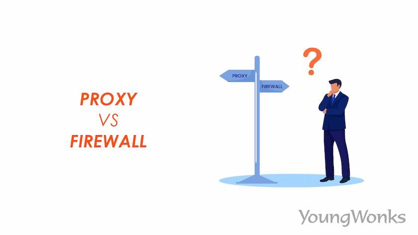 An image that explains proxy vs firewall.