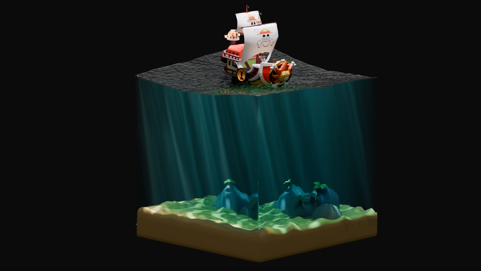 Pirate Ship Above Ocean